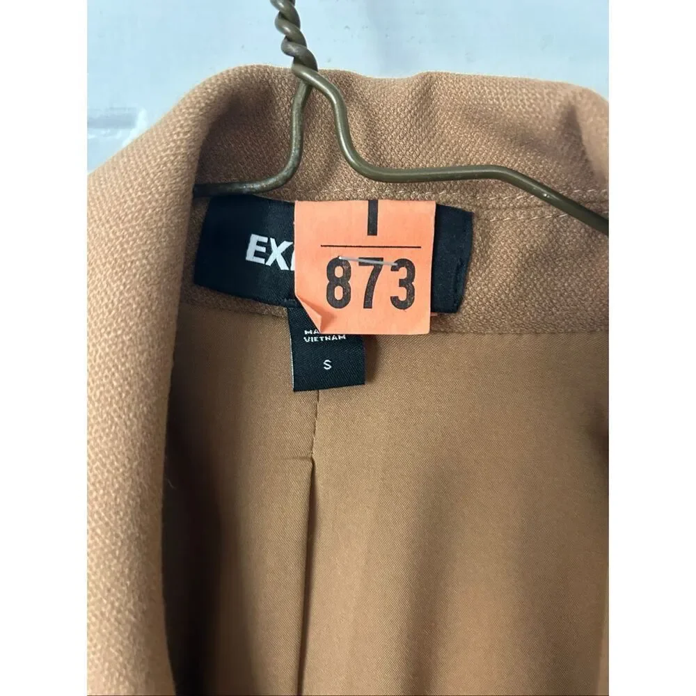 Express double breasted brown and gold buttoned blazer military style jacket siz